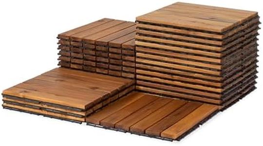 VICTORY RELAX Acacia Wood Flooring Interlocking Deck Tiles for Patio Decor 27 PCS 6 Slats - Waterproof Indoor & Outdoor Decor - Balcony Garden Decking Tile (12.2 x 12.2 x 0.7) - Natural
