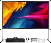 BIG VUE 120 Inch Outdoor Projector Screen with Stand (Aspect Ratio - 16:9) 4K Ultra HD 3D Fast Folding Portable Projection Screen for Classroom, Home Theater or Office