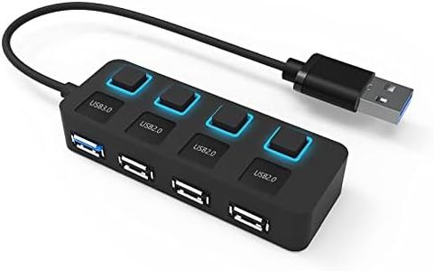 USB 3.0 Hub,4-Port Mini USB hub 3.0,2.0 Hub with Individual LED Power Switches,USB Expander for Laptop,PC,MacBook,Flash Drive,Console, Printer,Camera,Keyborad,Mouse,and More USB Devices