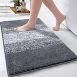 Enyhom Bath Mats for Bathroom 45 x 65 cm Grey Non Slip Absorbent Bathroom Rug Machine Washable Super Soft Luxury Bathroom Floor Mat