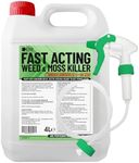 Elixir Gardens 4 Litre Strong Fast-Acting Weed & Moss Killer with Spray Head & Hose | Glyphosate-Free, Natural & Organic Ready-to-Use Formula (60g/l Acetic Acid) Weed Killer | Results in 24 Hours