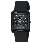 CRESTELLO Black Silicone Strap Analog Wrist Watch for Men (Black Dial) | CR-G032SLC-BLACK