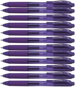 Pentel Energel X Liquid Gel Pen 0.7mm Medium Nib Violet Barrel Violet Ink, Box of 12 Pens (BL107-V)