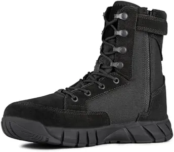 FREE SOLDIER Men's 8 Inch Tactical Side Zip Boots Military Army Work Boots Lightweight Combat Boot for Motorcycle Boot(Black 8)