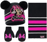 Disney Girls Toddler Winter Hat, Scarf & Mittens Set 2-4 Or Minnie Mouse Hat, Scarves & Kids Gloves Sets 4-7, Black/Pink - Mittens Set, 2-4 Years