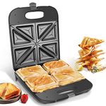 Aigostar 4 Slice Toastie Maker - 1400W Fast Heat Up, Deep Fill Sandwich Toaster with Auto Temp Control, Non-Stick Grill Plates for Toasted Cheese Snacks, Easy to Clean, Black - Dylan 02J51