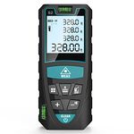 Laser Distance Meter 100M/328ft,RockSeed IP54 Laser Measure with 2 Bubble Levels,Portable Laser Rangefinder Digital Distance Meter with 4 Line LCD Display and Big Clear Backlight