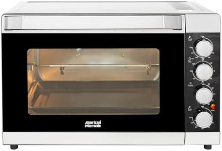 AMERICAN MICRONIC®-49 Litre Oven Toaster Griller, 230C Max Temperature, 2000W Power with Rotisserie, Convection, Dual Thermostat, 120M timer, Glass Door, Inner Light (Black)-AMI-OTG-49LDx