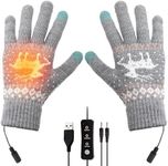 Victop USB Heated Gloves for Men Women, Heating Mittens Full Finger Knitted Heating Gloves Knitting Mittens Touchscreen Laptop Gloves Hands Warmer Gloves Winter Gift for Indoor Outdoor