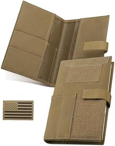 Tactical Book Cover for 5.5" x 8" Military Log Book, Green Book Protective Holder, Detachable Army Field Notebook Cover with Flag Patch, for Protecting Notes, Book(Tan, 5.7x8.7 in)