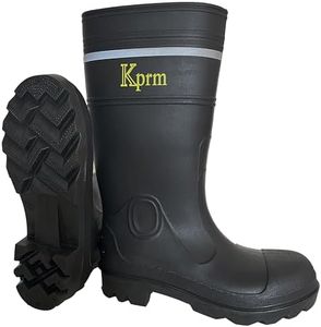 Kprm Men's Steel Toe Rain Boots PVC Rubber Boots Waterproof Fishing Boot Outdoor Non-Slip Work Boots, Steel Toe, 11