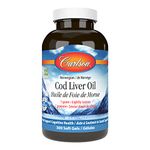 Carlson - Cod Liver Oil Gems, 920 mg Omega-3s + Vitamins A & D3, Wild-Caught Norwegian Arctic Cod-Liver Oil, Sustainably Sourced Nordic Fish Oil Capsules, Lemon, 300 Softgels