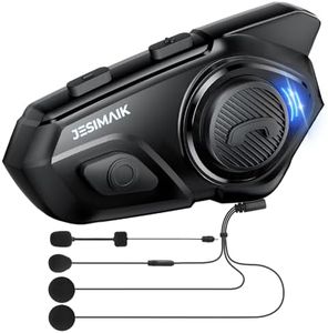 JESIMAIK Motorcycle Bluetooth Intercom, 2000M 10 Riders Noise Cancellation Headphone Communication System, Multitasking Audio Hands-Free Speakers, Helmet Radio, Stereo Music, Motorcycle Accessories