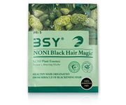 BSY Noni Black Hair Magic Hair color shampoo 20ml x 6 Sachets, Ammonia Free Hair Color Shampoo for men| Natural Black Permanent Hair Dye Shampoo for women, Noni Fruit Hair Dye, 5 Minutes Hair Colour