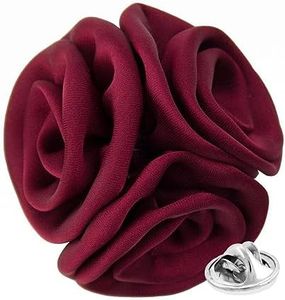 Vittorio Vico Premium Trio Cluster Flower Lapel Pin - Formal Brooch, Boutonniere for Men (Burgundy)