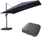 PURPLE LEAF Patio 11.5' x 11.5' Telescopic Umbrella with Base Navy