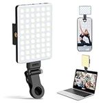 Tizwis 60 LED Phone Light, Selfie Light with Front & Back Clip, LED Light for iPhone, Laptop, iPad, Phone, 3000Mah Rechargeable Video Light, Light for Video Recording, Vlog, Makeup, Selfie, TikTok