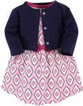 Touched by Nature Baby Girl Organic Cotton Dress and Cardigan, Trellis, 9-12 Months