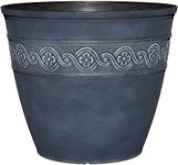 Classic Home and Garden Corinthian Resin Flower Pot Planter, Storm Blue, 10"