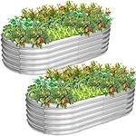 2PCS Raised Garden Bed Kit - 4x2x1ft Galvanized Planter Garden Boxes - Large Bottomless Metal Raised Bed for Vegetables, Fruits, Flower