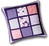 DaDa Bedding Cotton Patchwork Euro Pillow Sham - Cottage Cherry Blossom Floral Bright Vibrant Plum Purple & Peachy Pink - 26" x 26" - 1-Piece - Designed in USA