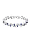 Yellow Chimes Vistelle Women Crystal Bracelets | Silver Toned Bracelets For Women | Blue CZ Crystals Bracelet For Woman | Birthday Gift for Girls & Women Anniversary Gift for Wife