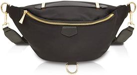 Black Oversized Fanny Pack, Plus Size Crossbody Bag with Adjustable Belt Straps, Fits 42-54 Inch Waist