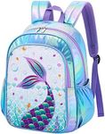 Sequin Mermaid Kids Backpack - Sparkly School Backpack for Girls Toddler Preschool Kindergarten Elementary 15” Lightweight Hiking Travel Casual Blue Laptop Book Bag