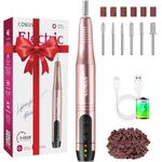 COSLUS Nail Drill Cordless Portable Electric Manicure and Pedicure Set, Professional Nail Files for Acrylic Gel Nails, 45 Nail Drill Kits, Cuticles Hard Skin, Adjustable Speed Rechargeable E File