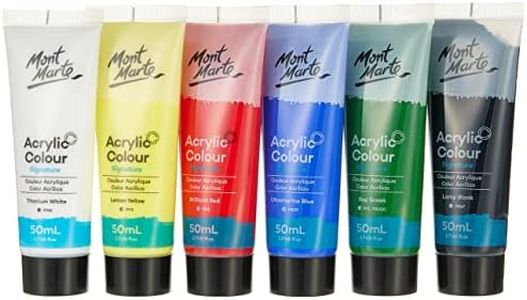 Mont Marte Signature Primary Acrylic Colour Paint 6-Pieces Set, 50 ml