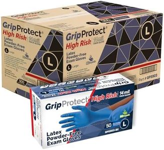 GripProtect High Risk 14 Mil Latex Exam Gloves | Powder-Free Disposable Gloves | Medical, Law Enforcement, EMS, First Responder (Large 500)
