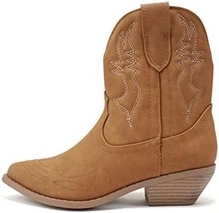 Soda Women Cowgirl Cowboy Western Stitched Ankle Boots Pointed Toe Short Booties Rigging-S, D-tan Nbpu, 8