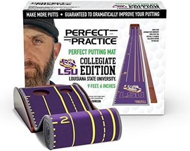 PERFECT PRACTICE Putting Mat Collegiate Edition - Louisiana State Univ. - Indoor Golf Putting Green with 2 Holes for Practicing at Home or in The Office - Gifts for Golfers - Golf Accessories