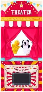 VitalCozy Doorway Puppet Theater with 2 Adjustable Rods Fits in Most Doorways 67 x 31 Inch Foldable Hanging Puppet Show Theater for Christmas Holiday Home (Theater Style)