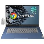 Lenovo Slim 3 Chromebook, 14'' FHD IPS Touchscreen Laptop, 8-Core MediaTek Kompanio 520 Processor, 4GB RAM, 64GB eMMC, HD Webcam, Stereo Speakers, WiFi 6, Chrome OS, Abyss Blue, 32GB Hotface USB Card