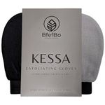 BfefBo Exfoliating Glove, Kessa Mitt, Black & Grey, Ultra coarse, Natural body care, deep exfoliation, Silky smooth skin, plant based