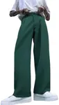 Milumia Men's Casual High Waisted Wide Leg Pants Zip Up Loose Trousers Green XX-Large