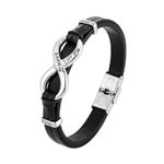 Personalized Mens Infinity Knot Leather Bracelet,To My Son Bracelet from Mom,Custom Fathers Day Bracelet for Dad Husband Grandpa Boyfriend 7.4"/8.2"/9" (Black)