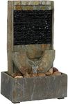 Sunnydaze 16-Inch Indoor Water Fountain - Half Moon Slate Cascading Tabletop Fountain - Soothing and Tranquil Water Sound