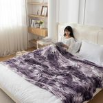 HOKIPO 220 GSM Gradient Flannel AC Throw Blanket Double Bed Queen, 200x230 cm / 6.5x7.5 feet, Purple (AR-5260-PRPL)