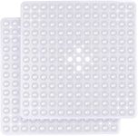MOONLIGHT20015 Square Shower Mat Non Slip Anti Mould 2 Pack - 53x53cm Shower Mats for Inside Shower with Strong Suction Cups Grip and Drain Holes - Soft Touch Machine Washable (Clear)