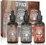 Viking Revolution - Beard Oil - All Natural Variety Beard Oil For Men With Argan & Jojoba Oils - Bay Rum, Unscented, Sandalwood - Softens, Smooths & Strengthens - Gifts For Men - 3 Pack, 3 x 30 ml