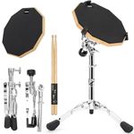 AKOZLIN Drum Pad Stand Set Drum Practice Training Pad Kit with 12'' Double Sided Silent Drum Pad, Drum Sticks, Adjustable Snare Stand and Drumstick Holder for Adults Kids