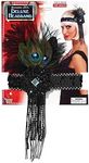 Forum Novelties Roaring 20's Sequin Flapper Headband with Feather, Black, One Size