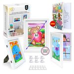 Kids Artwork Display Frames A4 – Set of 2 White Kids Art Frames – Includes Colouring Book for Children – Easy, Organized Storage of Drawings – Creative Gift for Personalised and Practical Decoration