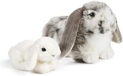 Living Nature Soft Toy Gift Bundle - Grey Dutch Lop Ear Rabbit (30cm) & Baby Bunny (16cm)