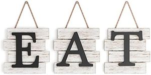 Barnyard Designs Eat Sign - Kitchen Signs Wall Decor, Kitchen Decorations Wall, Rustic Hanging Wall Decor, Primitive Country Farmhouse Home and Kitchen Decor, Distressed, 24" x 8” (White/Black)