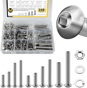 Mywish 248Pcs Nuts and Bolts Assortment Kit, 1/4-20, 5/16-18, 3/8-16 Bolt, 304 Stainless Steel Button Head Socket Cap Assorted Nuts and Bolt, Bright Finish Nut and Bolts