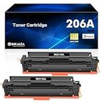 206A Toner Cartridges 2 Packs 206X (with Chip) Replacement for HP 206A 206X 206 W2110A W2110X Work for HP Color MFP M283fdw M283cdw M283 Pro M255dw M255 Series Printer Ink (‎Black)