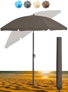 Menz Sonnenschirm, inkl. Hülle - UPF 50+ Sonnenschirm Strand, Strandschirm windfest stabil, Sonnenschirm Garten, Sonnenschirm Balkon 180 cm, Balkon-Schirm in Braun